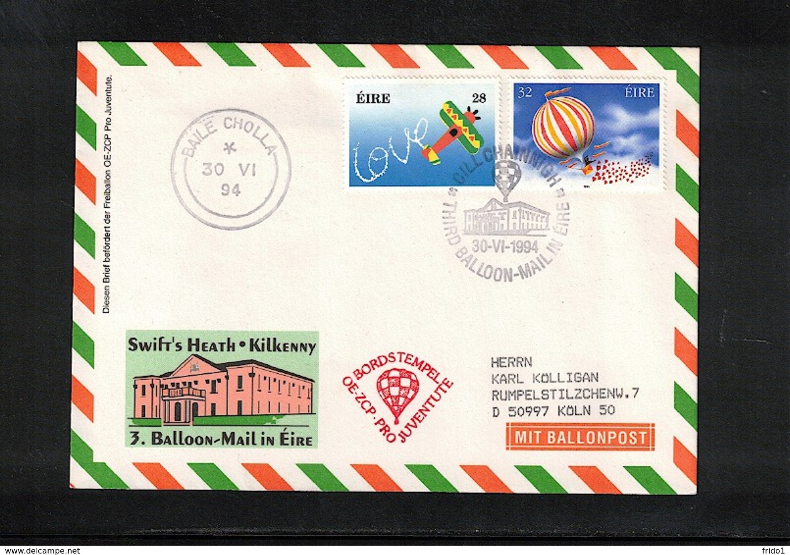 Ireland 1994 Ballonpost Interesting Cover - Briefe U. Dokumente