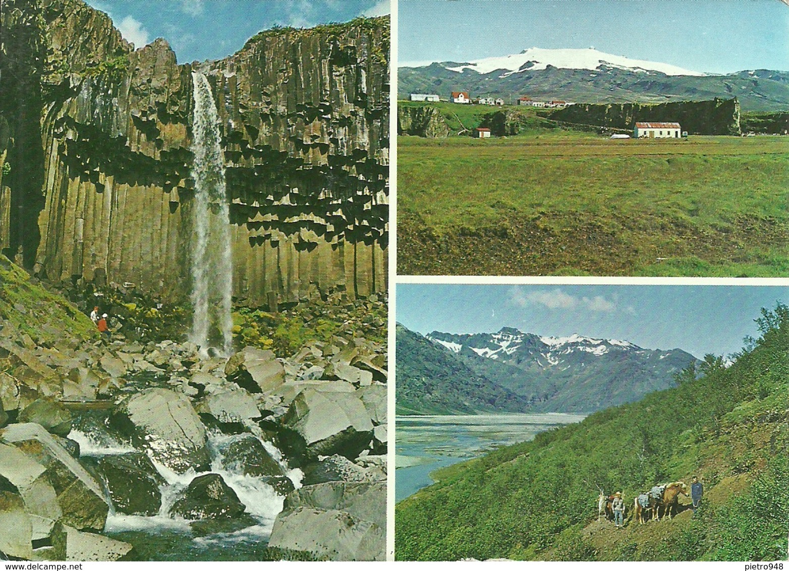 Southeast Iceland (Island) Views, Waterfall Svrtifoss And Part Of The Great Vatnajokull Glacier - Islanda