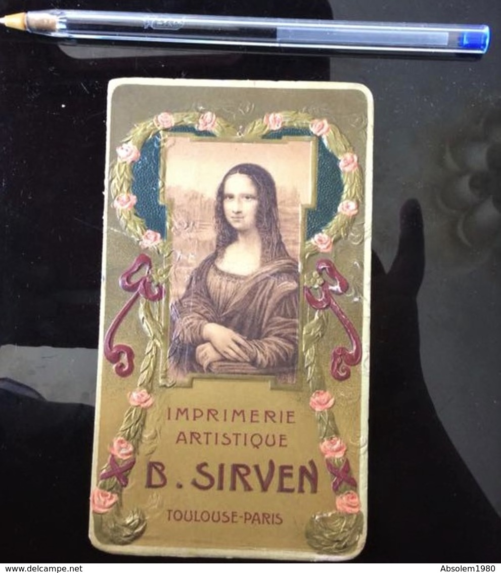 IMPRIMERIE SIRVEN 1900 BELLE CARTE GAUFFREE 2 VOLETS IMPRIMEUR CHROMOS MENUS ANCIENNE PUBLICITE DEPLIANT - Reclame