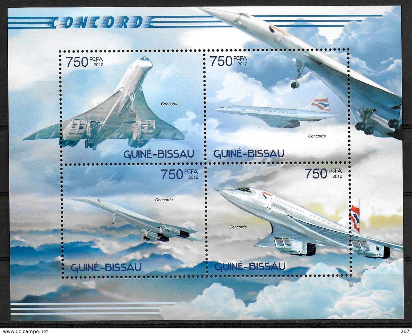 GUINEE BISSAU Feuillet  N° 4526/29  * * ( Cote 16e )  Avions Concorde - Concorde