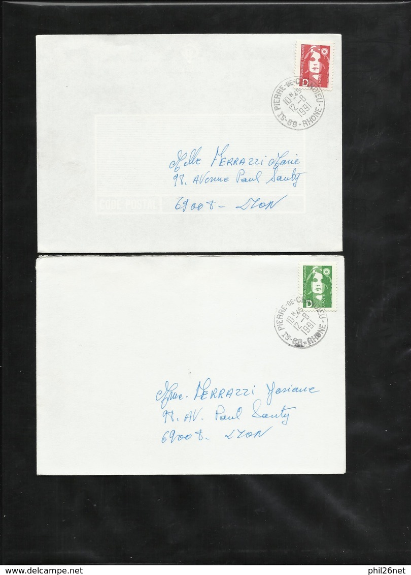 2 Lettres Circulées De Saint Pierre De Chandieu 12/08/1991 AVANT LE PREMIER JOUR (18/08) Du N°2711 Et 2712 TB - Lettres & Documents