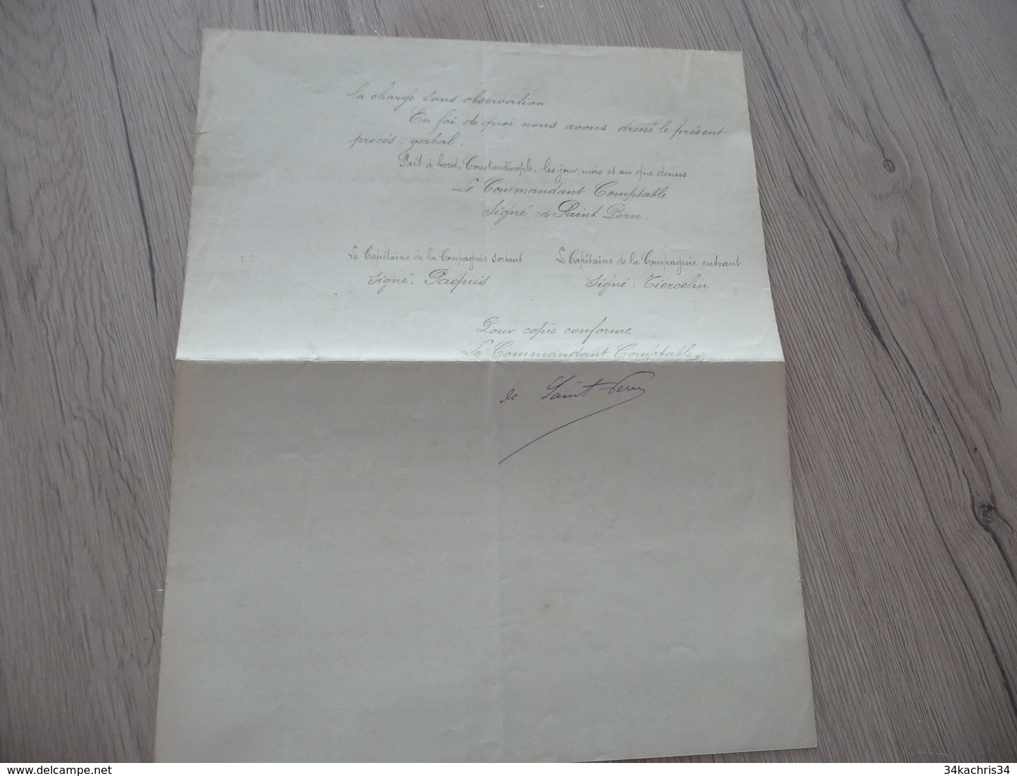 LAS Autographe De Saint Pern  Aviso De 2ème Classe Le Pétrel Constantinople Turquie 1891 Remplacement Paquis/Tiercelin - Dokumente