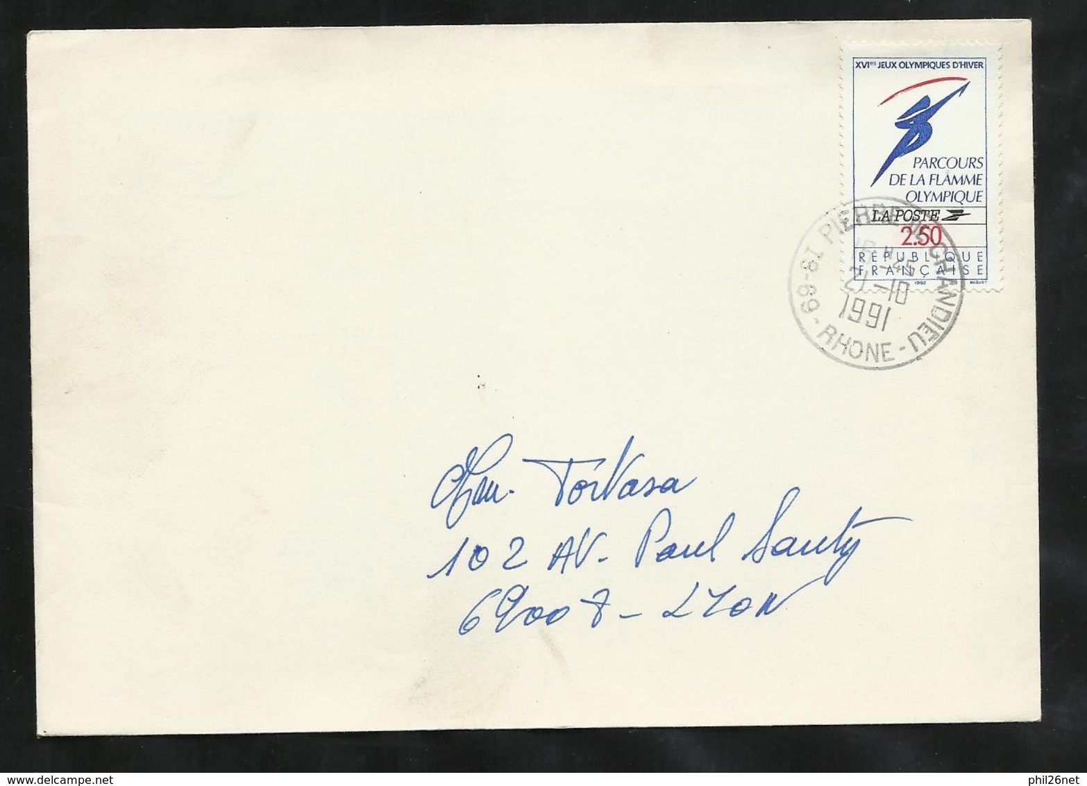 Lettre Circulés De Saint Pierre De Chandieu 21/10/1991 AVANT LE PREMIER JOUR (14/11) Du N°2732 Parcours De La Flamme  TB - Lettres & Documents