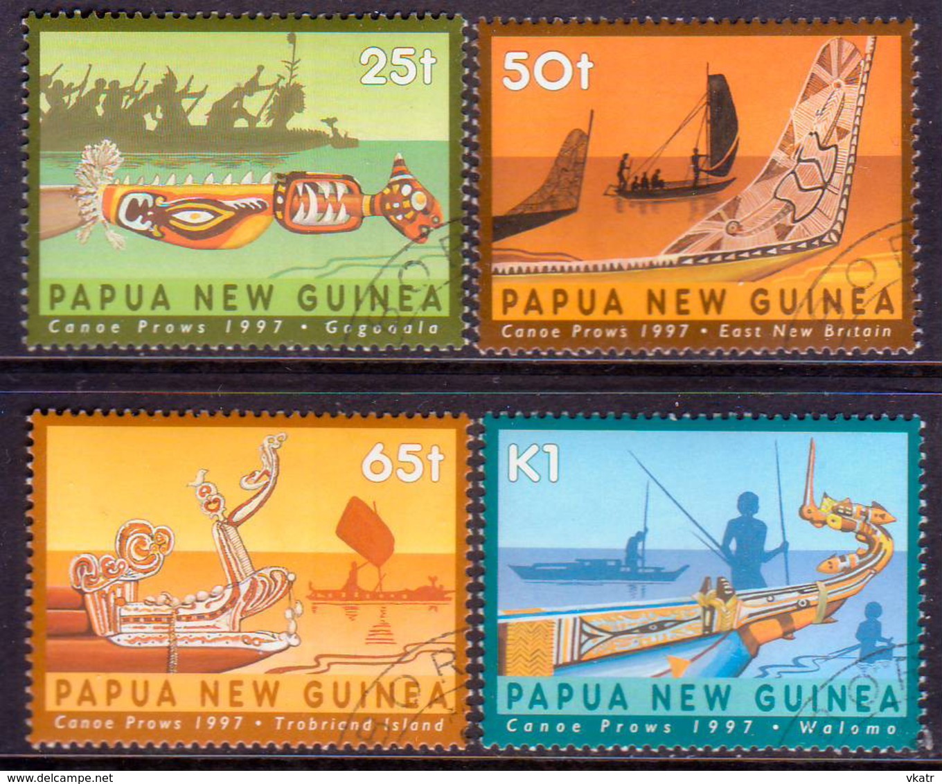 PAPUA NEW GUINEA 1997 SG #809-12 Compl.set Used Canoe Prows - Papua New Guinea