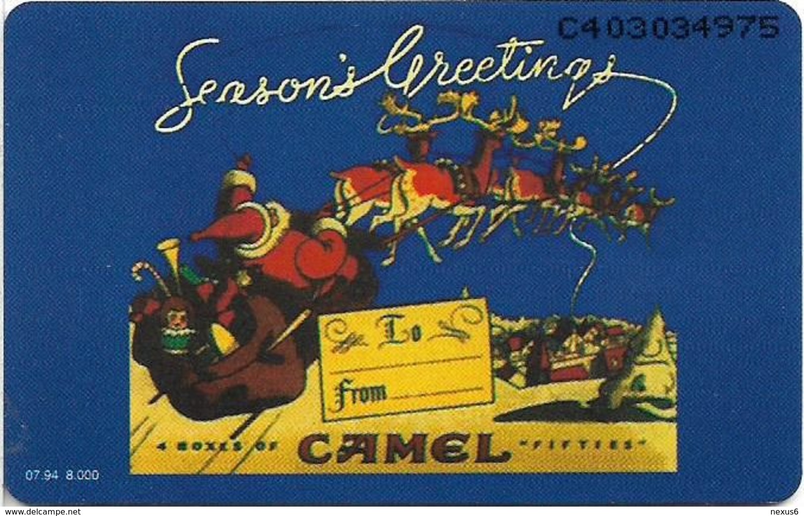 Netherlands/Germany (Cooperation) - Camel... Santa With Deers, 2.5ƒ, 07.1994, 8.000ex, Mint - Private