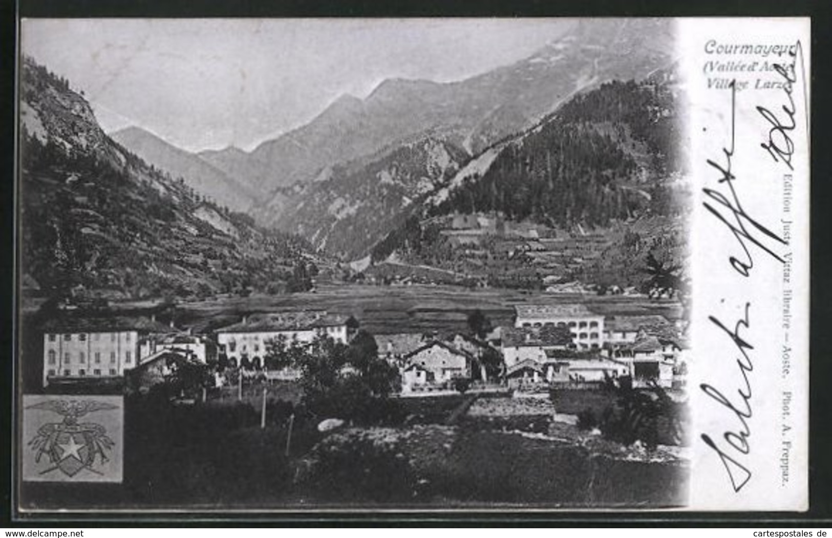 Cartolina Courmayeur, Village Larzei - Altri & Non Classificati