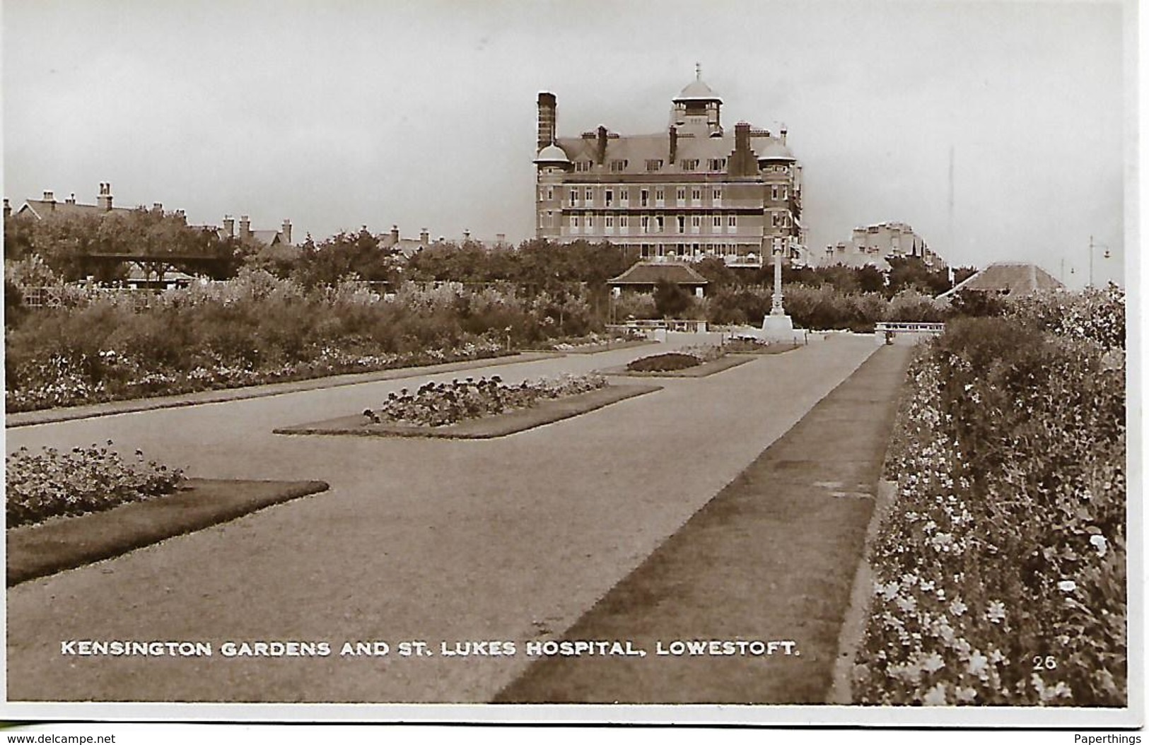 Old Real Photo Postcard, Kensington Gardens And St. Lukes Hospital, Lowestoft. - Lowestoft