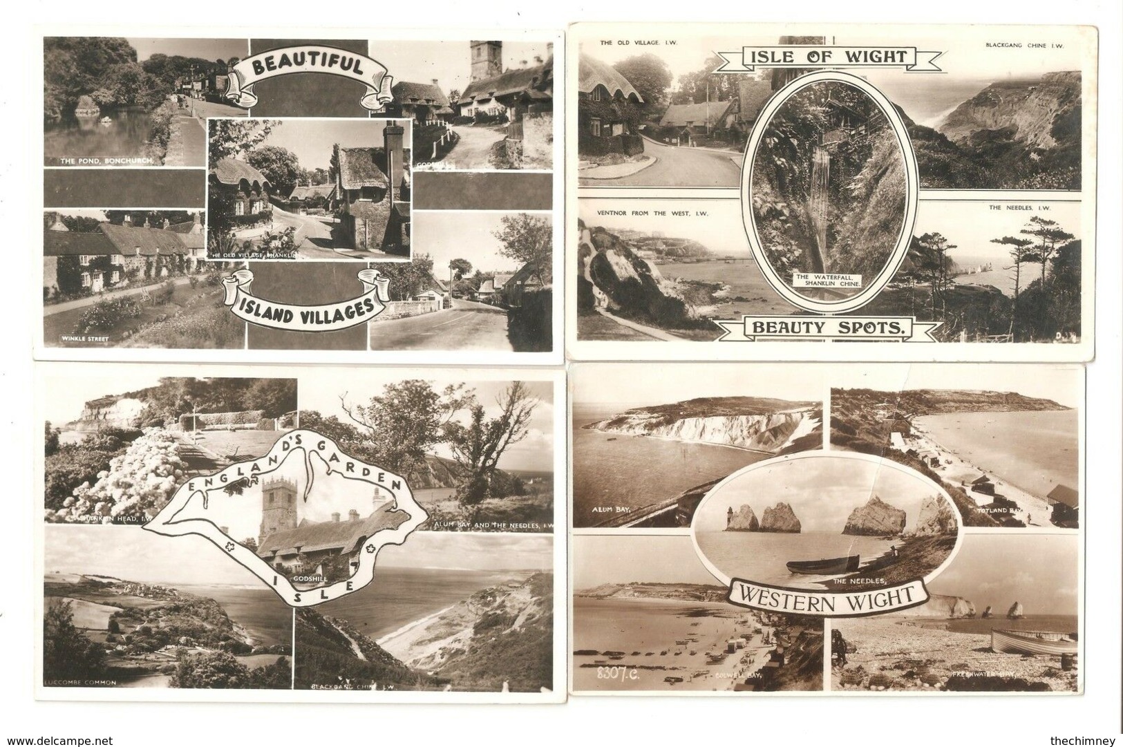 FOUR ISLE OF WIGHT MULTIVIEW OLD POSTCARDS - Otros & Sin Clasificación