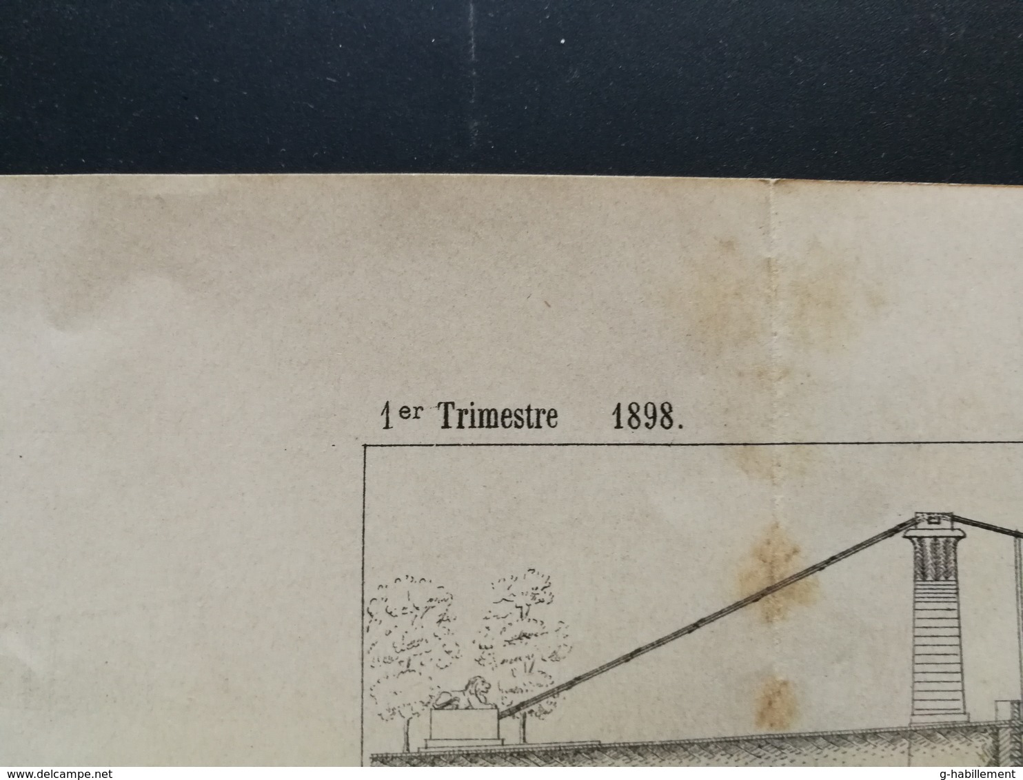 ANNALES DES PONTS Et CHAUSSEES (Dep 75) - Plan De L'Ancien Pont Suspendu Des Invalides - Imp L.Courtier 1898 (CLE61) - Travaux Publics