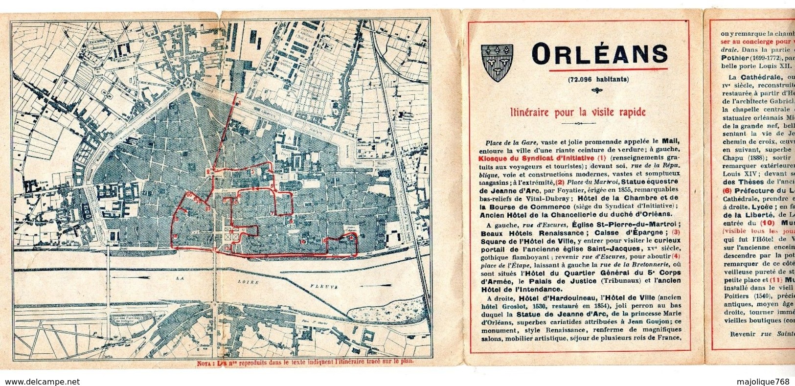 Ancien Prospectus - Visitez Orléans Cité De Jeanne D'arc Avec Carte - - Dépliants Turistici