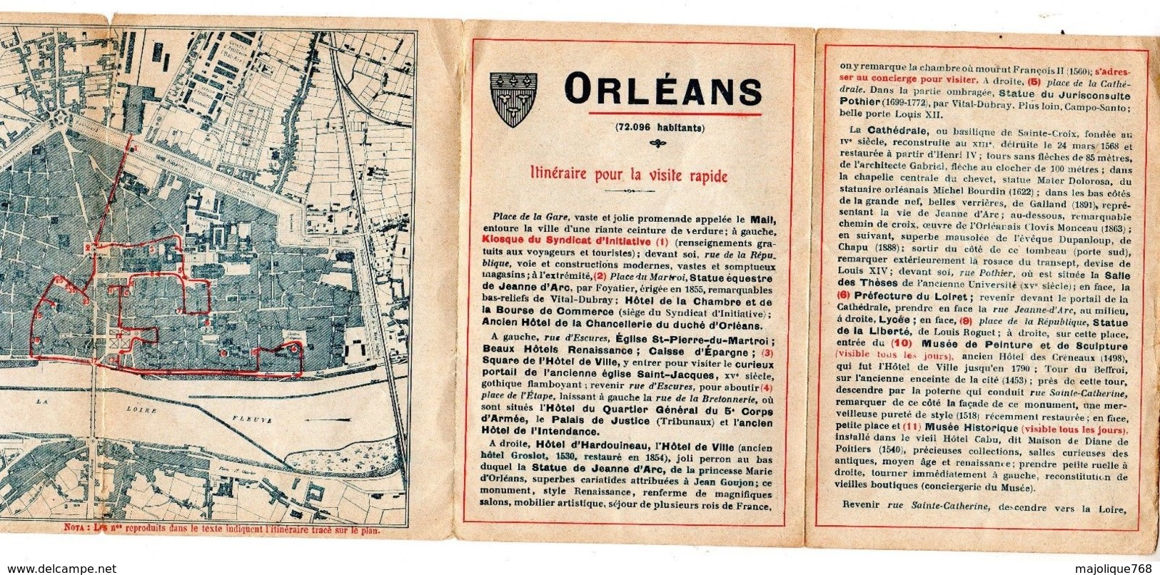 Ancien Prospectus - Visitez Orléans Cité De Jeanne D'arc Avec Carte - - Dépliants Turistici