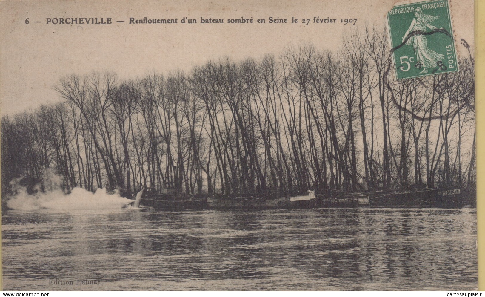 Porcheville : Renflouement D'un Bateau Sombré En Seine Le 27 Février 1907 - Porcheville