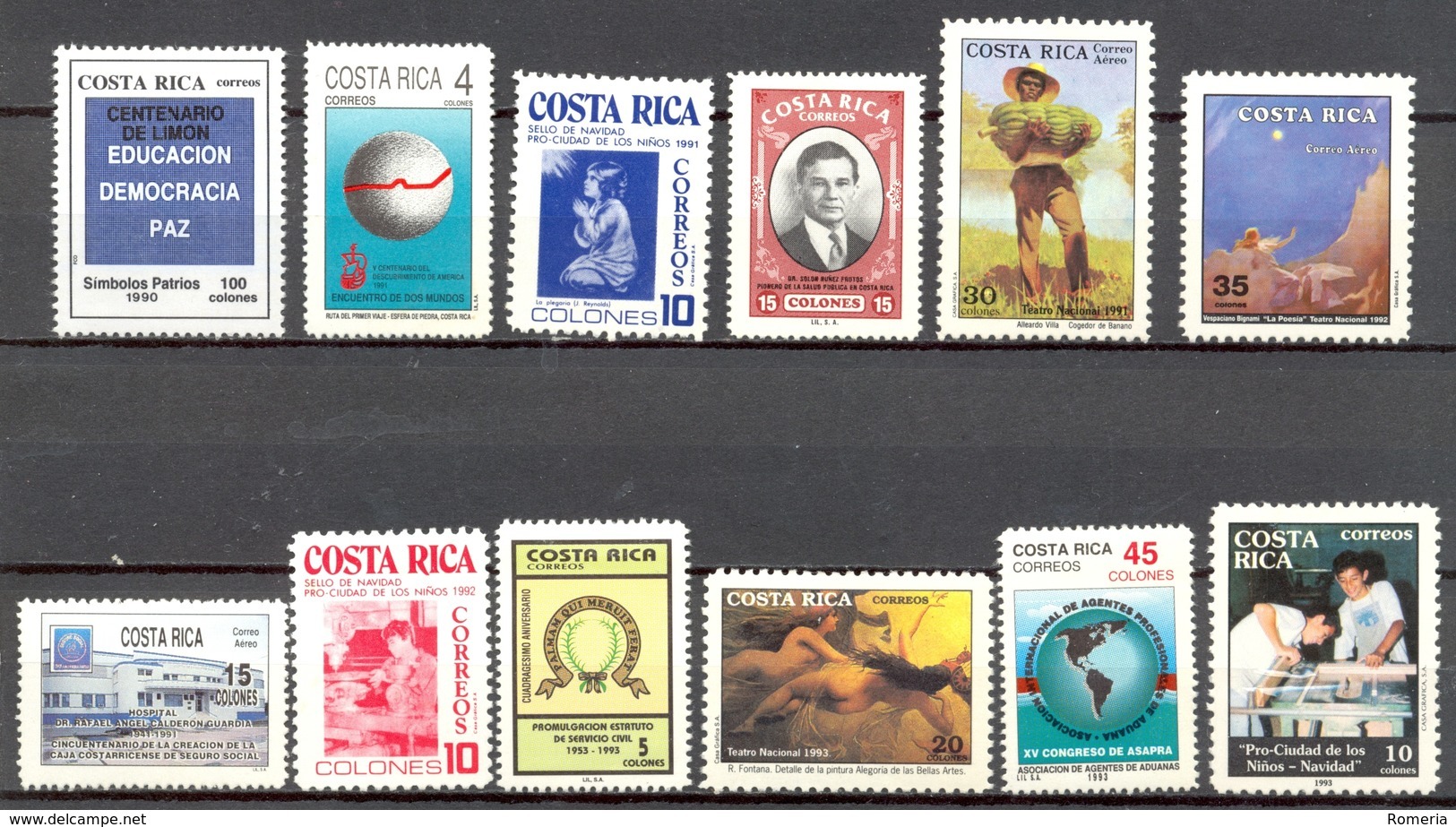 Costa Rica - 1990 - > 1993 - Lots Timbres Et Poste Aérienne Tous * TC -  Yt 533/545/546/552/PA899/PA904/PA903/572/574 - Costa Rica