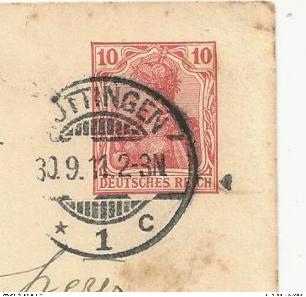 Entier Postal , Sur Carte Postale , Allemagne , OTTINGEN ,1911, 2 Scans - Lettres & Documents