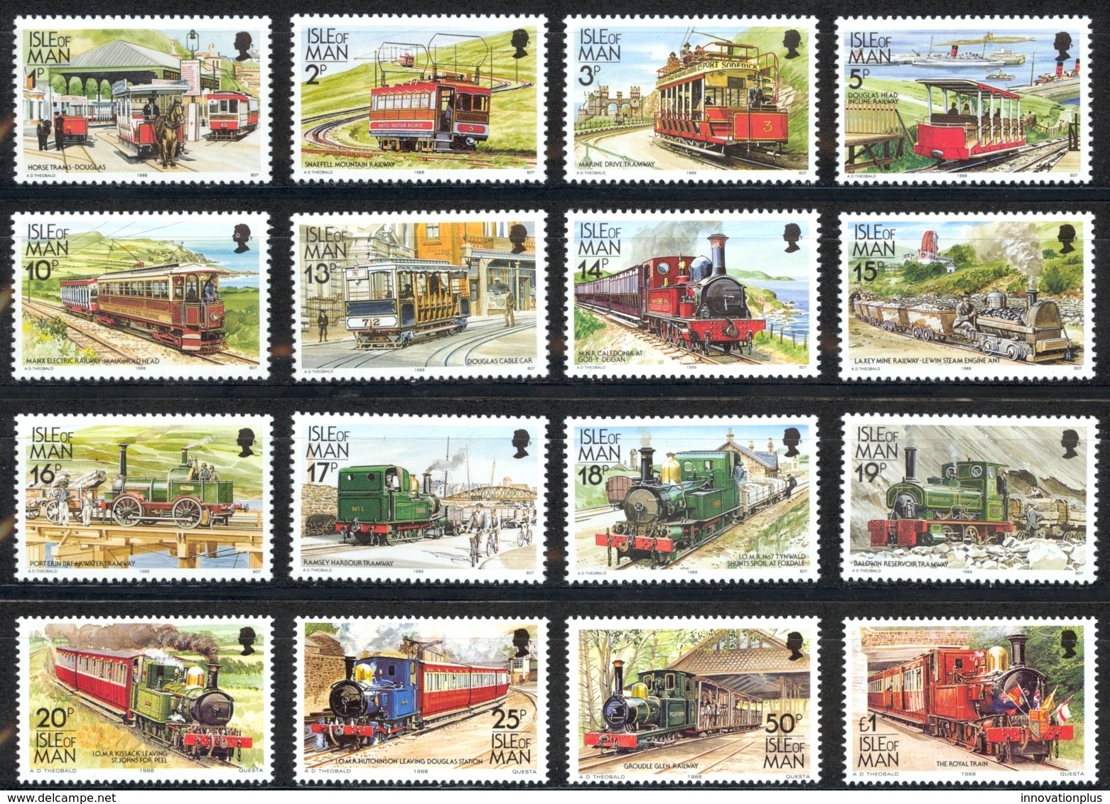 Isle Of Man Sc# 347-358D MNH 1988 Railways & Tramways - Isle Of Man