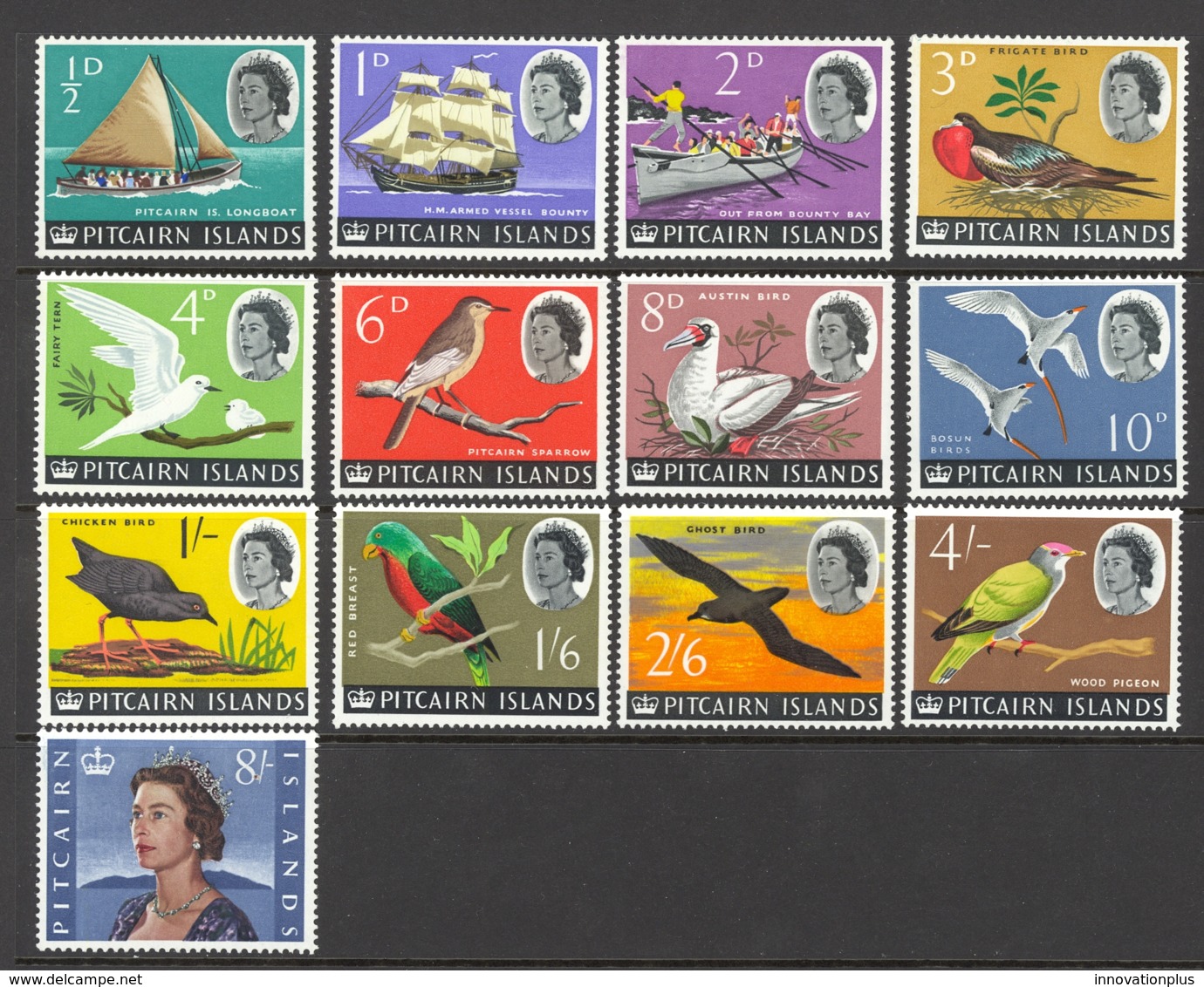 Pitcairn Islands Sc# 39-51 MNH 1964-1965 Pitcairn Longboat, Queen Elizabeth - Pitcairn Islands