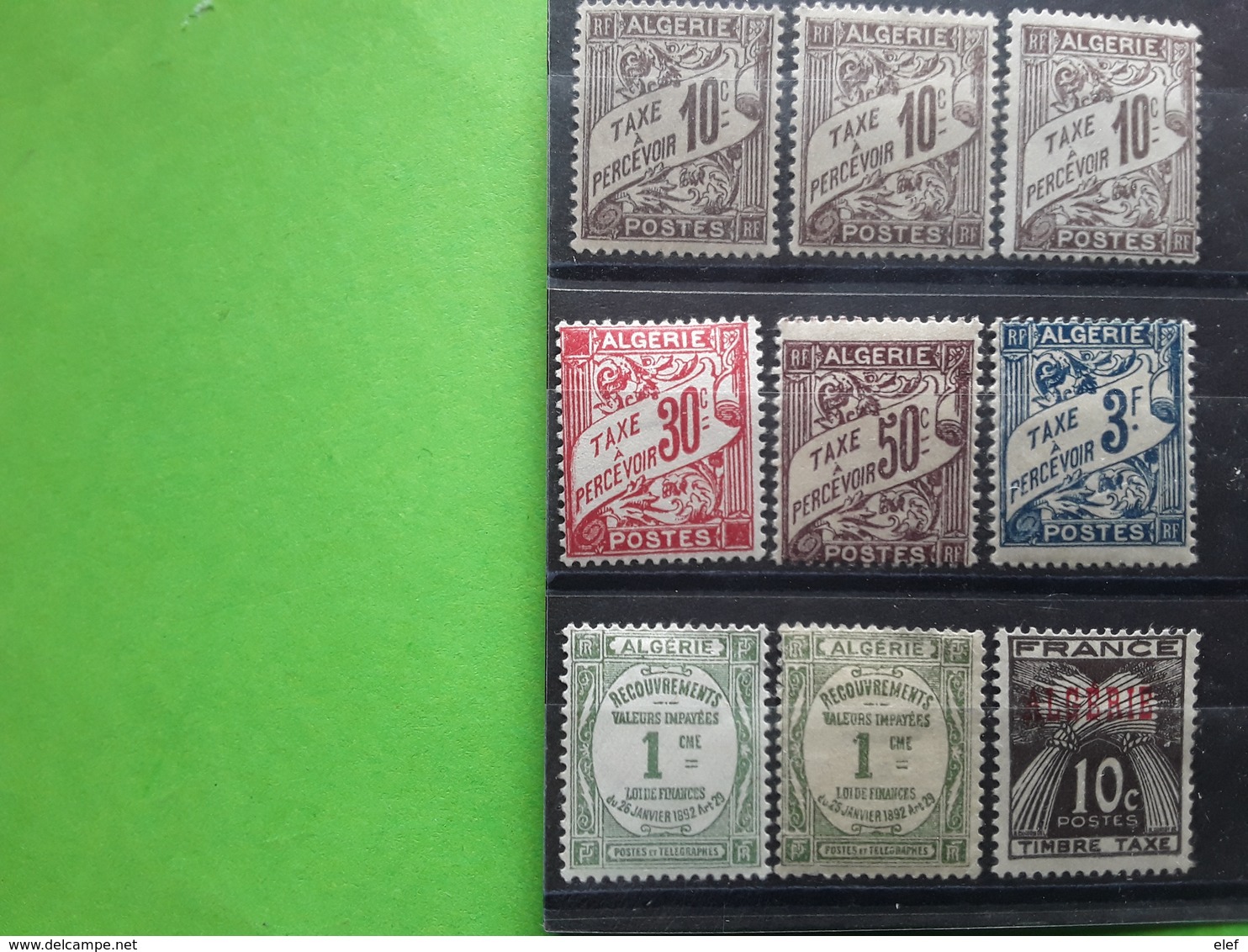 ALGERIE TAXE 1926 - 1940, 9 Timbres Neufs * Avec Nuances Couleur Papier, TB - Postage Due