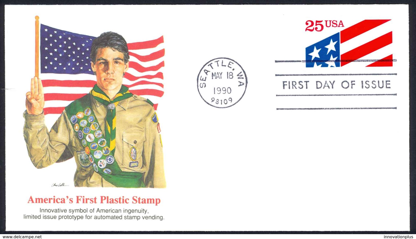 USA Sc# 2475 (Fleetwood) FDC (Seattle, WA) 1990 5.18 America's First Plastic Stamp - 1991-2000