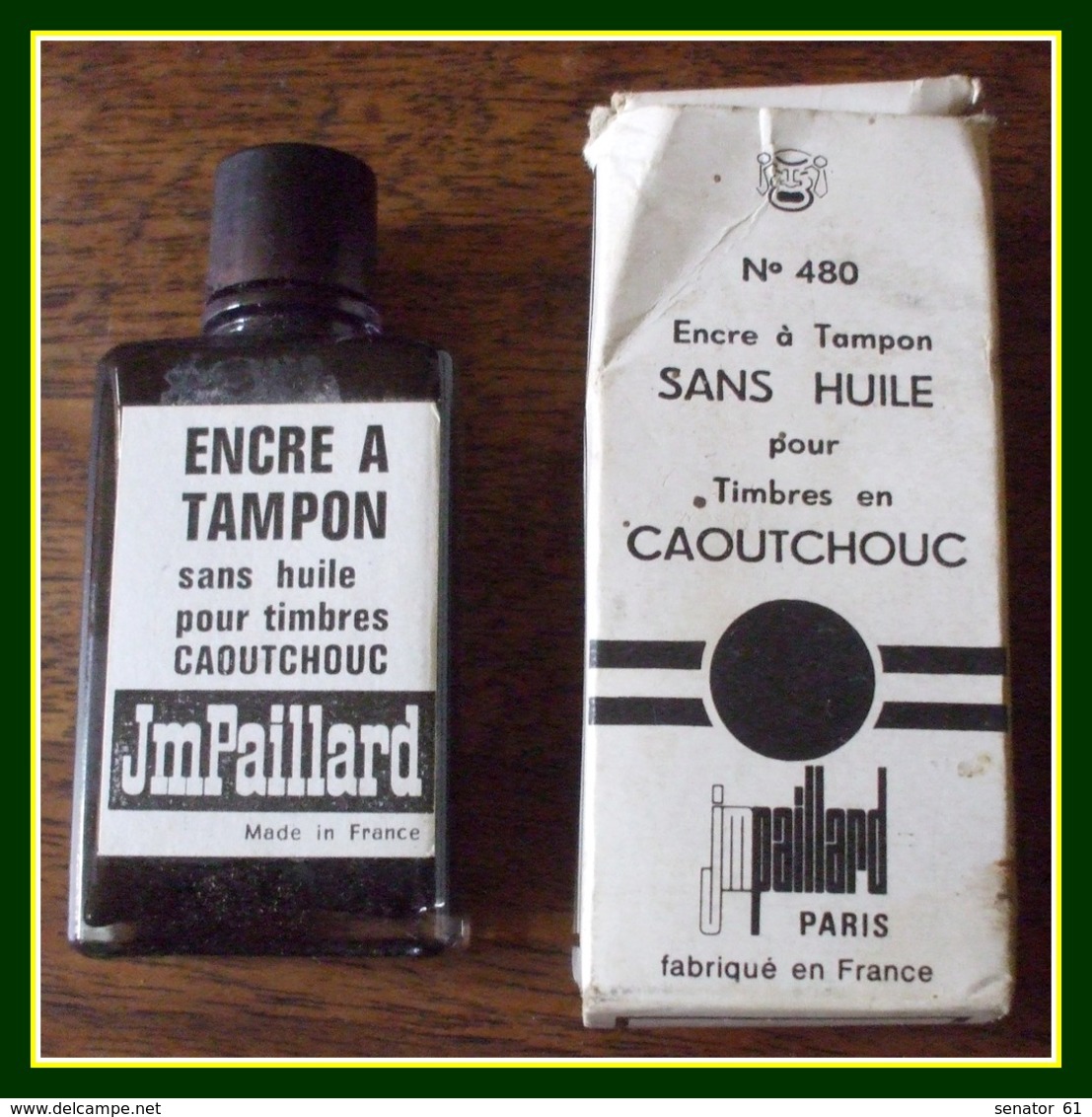 Flacon Verre Encre à Tampon Plein 7,5 X 3,2 Cm Avec Sa Boîte Carton JM Paillard N° 480 - Inkwells