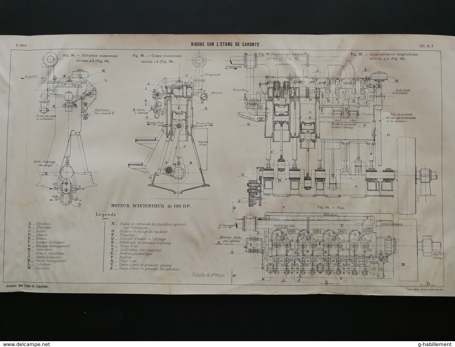 ANNALES DES PONTS Et CHAUSSEES (Dep 13) - Plan Du Viaduc Sur L'étang De Caronte - Imp A.Gentil 1915 (CLE72) - Travaux Publics