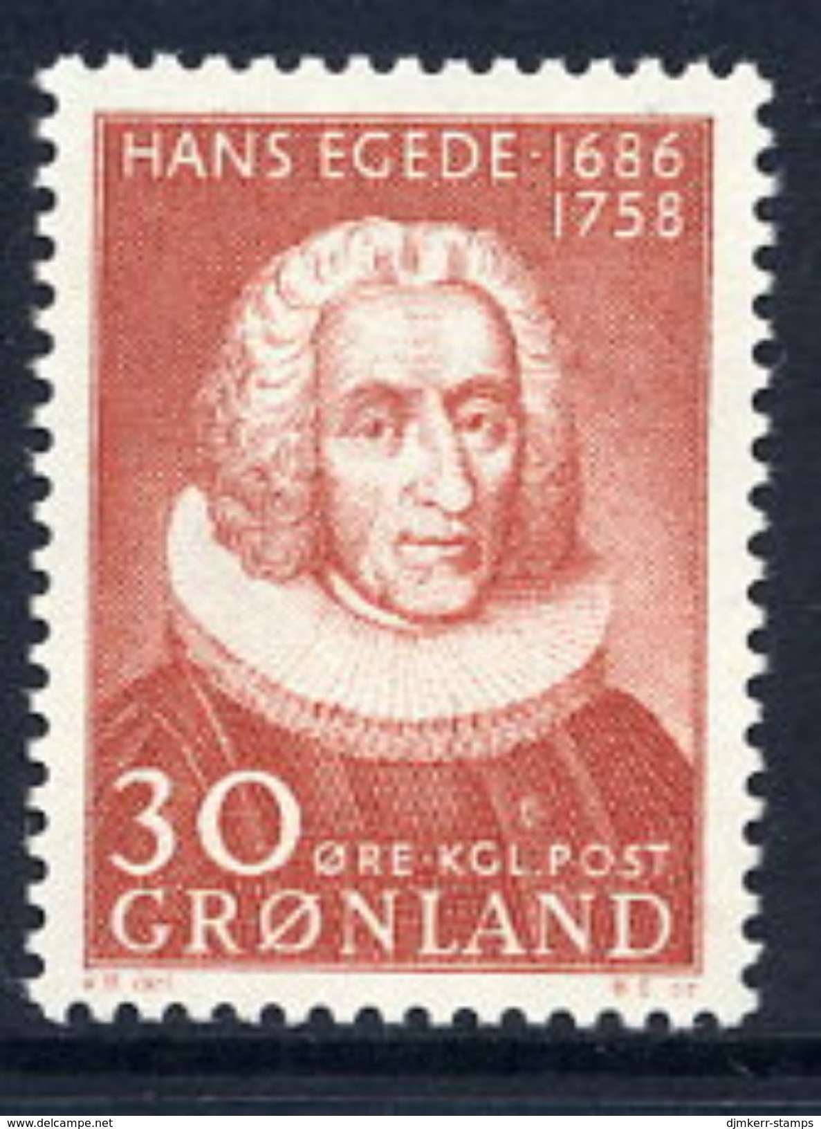 GREENLAND 1958 Hans Egede Bicentenary MNH / **.   Michel 42 - Ungebraucht