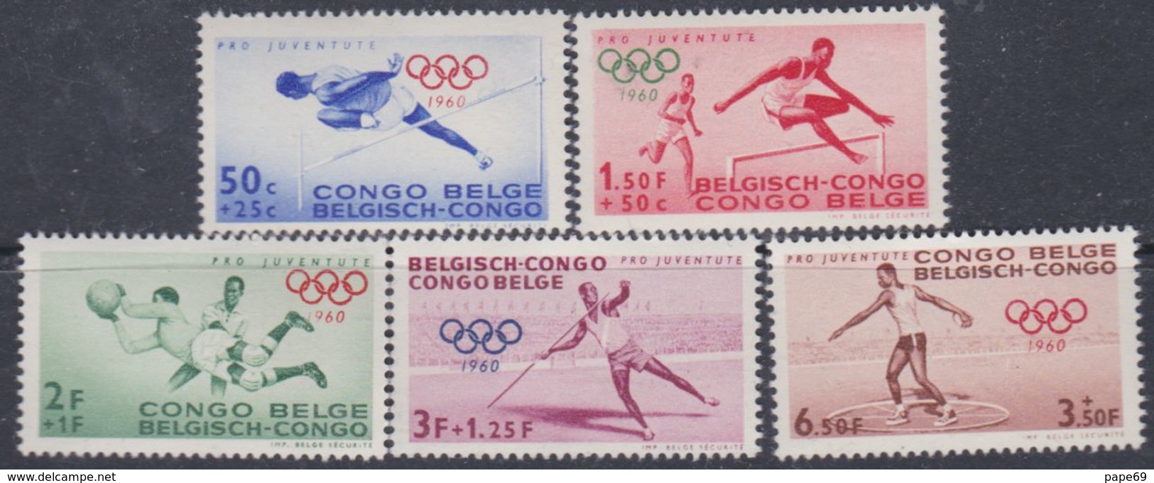 Congo Colonie Belge N° 367 / 71 XX  Jeux Olympiques De Rome: La Série Des 5 Valeurs  Sans Charnière, TB - Neufs