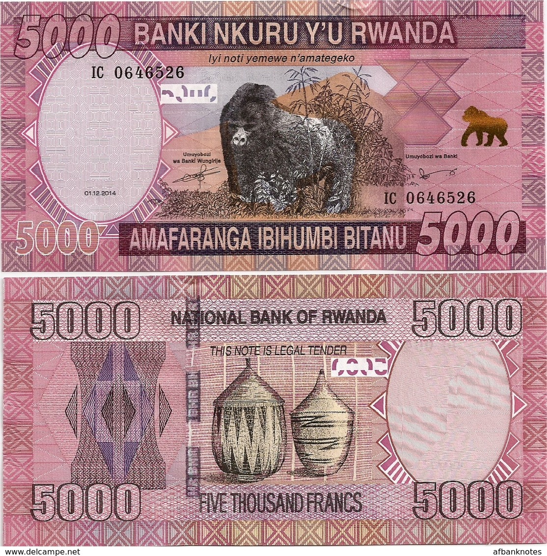 RWANDA       5000 Francs       P-41       1.12.2014       UNC - Rwanda