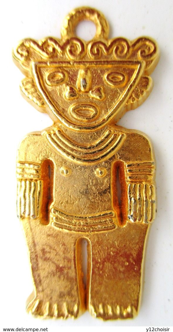 PENDENTIF METAL DORE STYLE AZTEQUE MAYA - Pendentifs