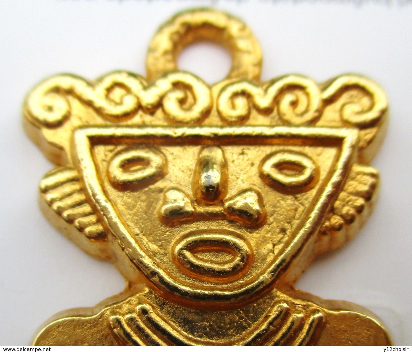 PENDENTIF METAL DORE STYLE AZTEQUE MAYA - Pendentifs