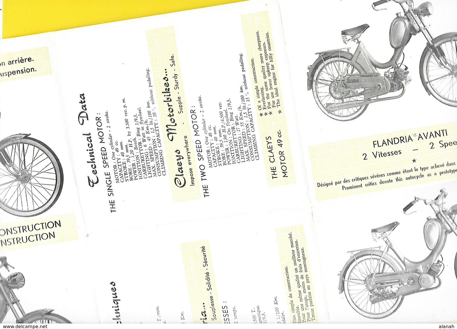 Catalogue 1955 Cyclomoteurs Motos "CLAEYS-FLANDRIA" 12 Pages Format 14 X 13 Cm Env. Plié - Motos