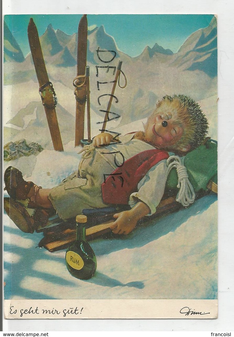 Mecki. Sieste Sur Une Luge, Bouteille De Rum - Mecki