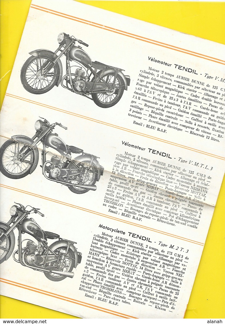 Catalogue Cyclomoteurs Motos "TENDIL" 4 Pages Format A4 - Wielrennen