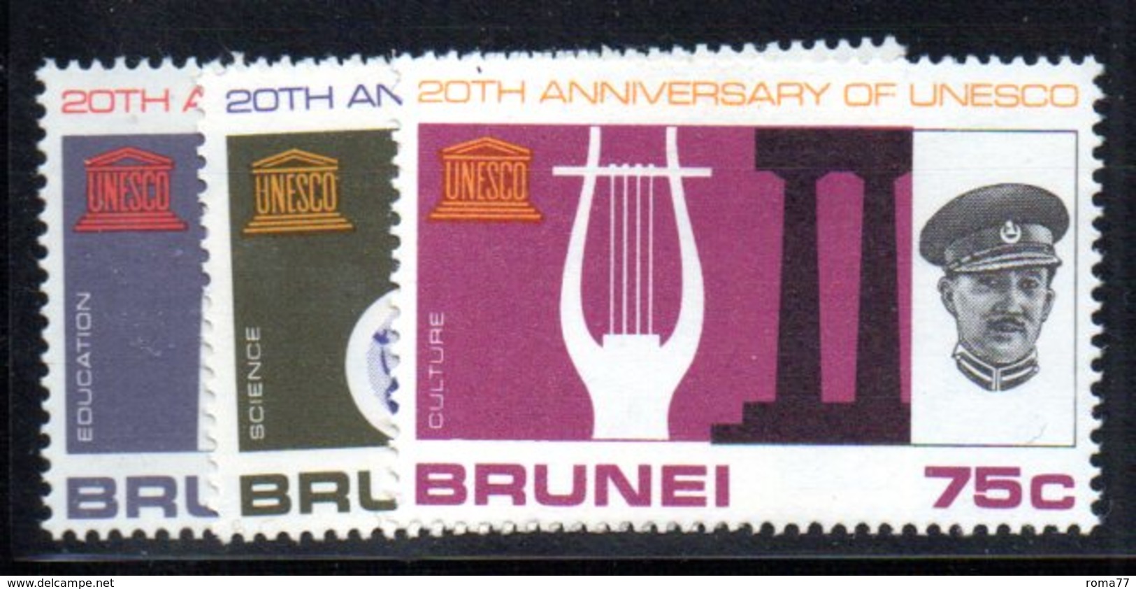 APR455 - BRUNEI 1966  , Serie Yvert N. 124/126  *** (2380A).  Unesco - Brunei (...-1984)