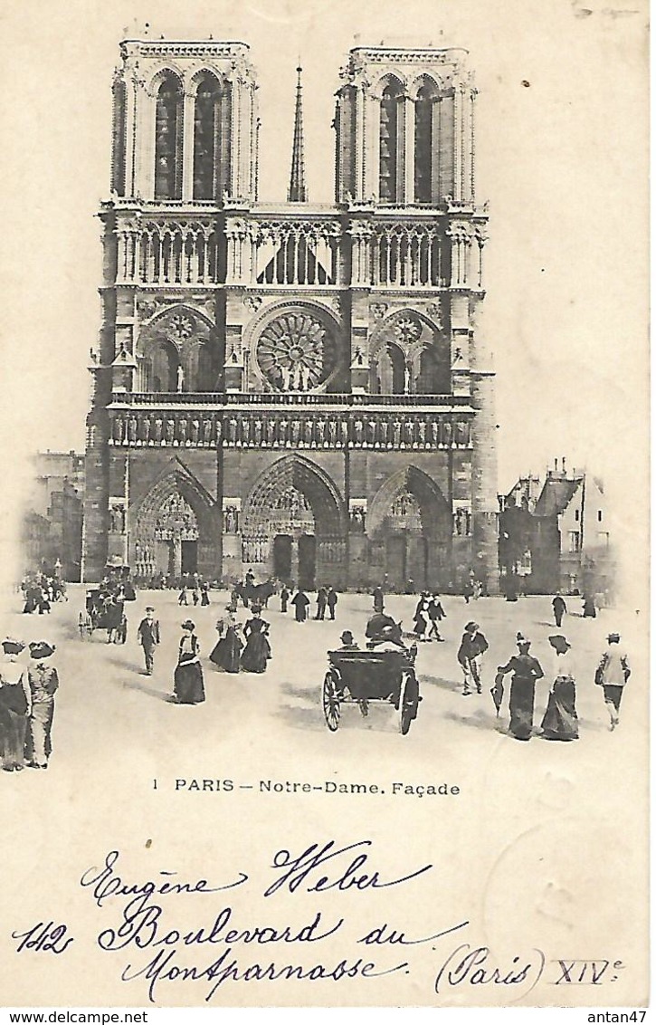 CPA Animée 1902   75 PARIS /  NOTRE-DAME Façade - Notre Dame De Paris