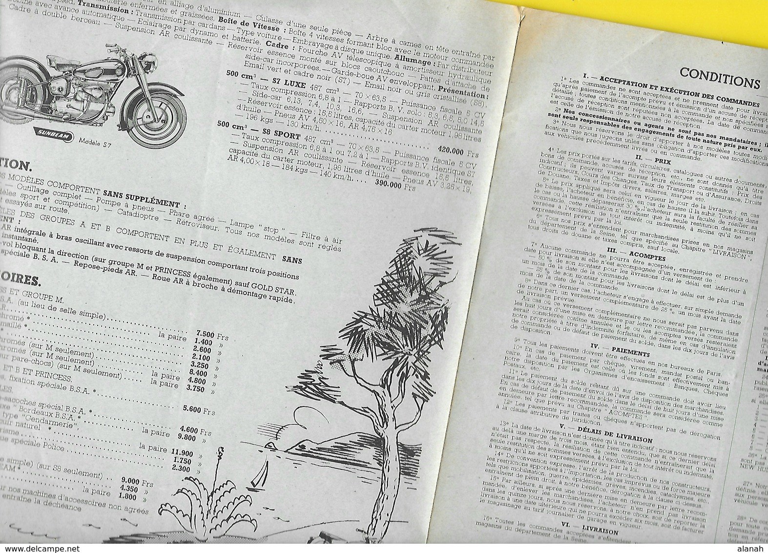 Catalogue 1956 Motos "BSA SUNBEAM" 6 Pages Format A4 - Moto