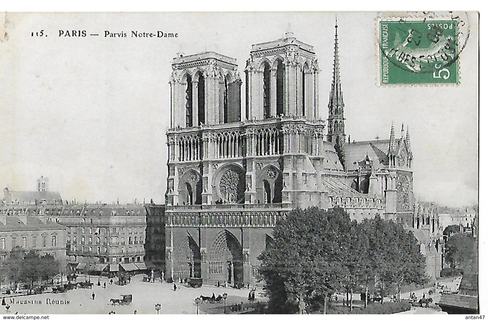 CPA Animée 1908 / 75 PARIS /  NOTRE-DAME Façade - Notre Dame De Paris