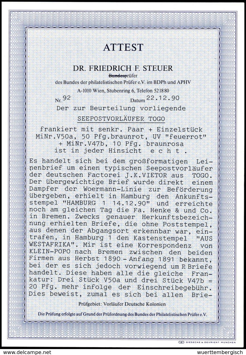 Beleg Deutsche Kolonien Togo, Vorläufer - Sonstige & Ohne Zuordnung