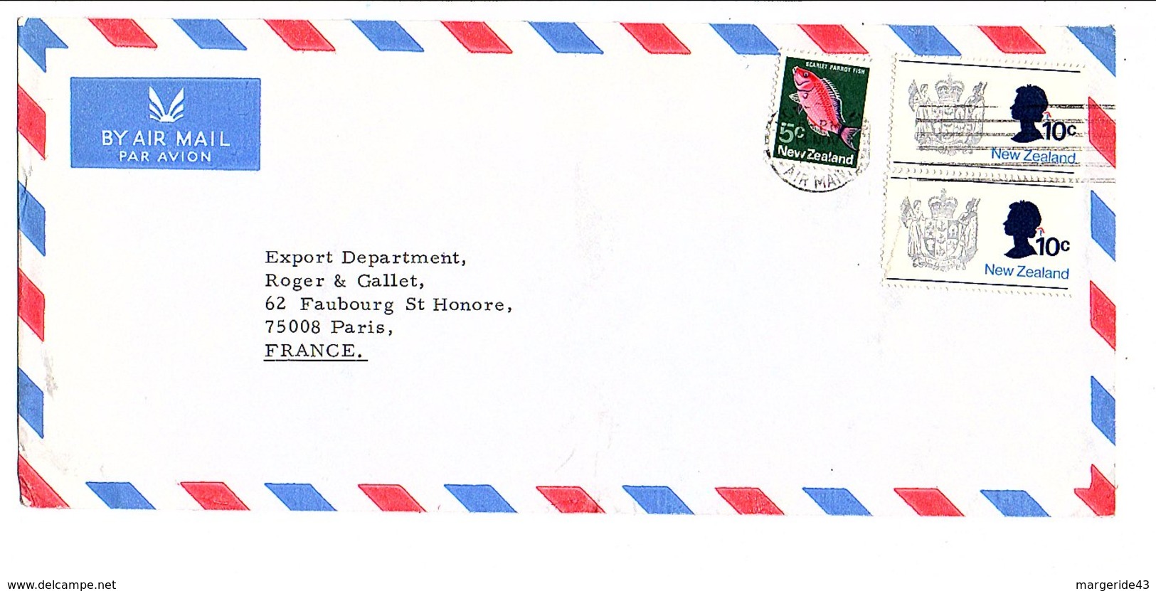 NOUVELLE ZELANDE AFFRANCHISSEMENT COMPOSE SUR  LETTRE POUR LA FRANCE 1972 - Covers & Documents