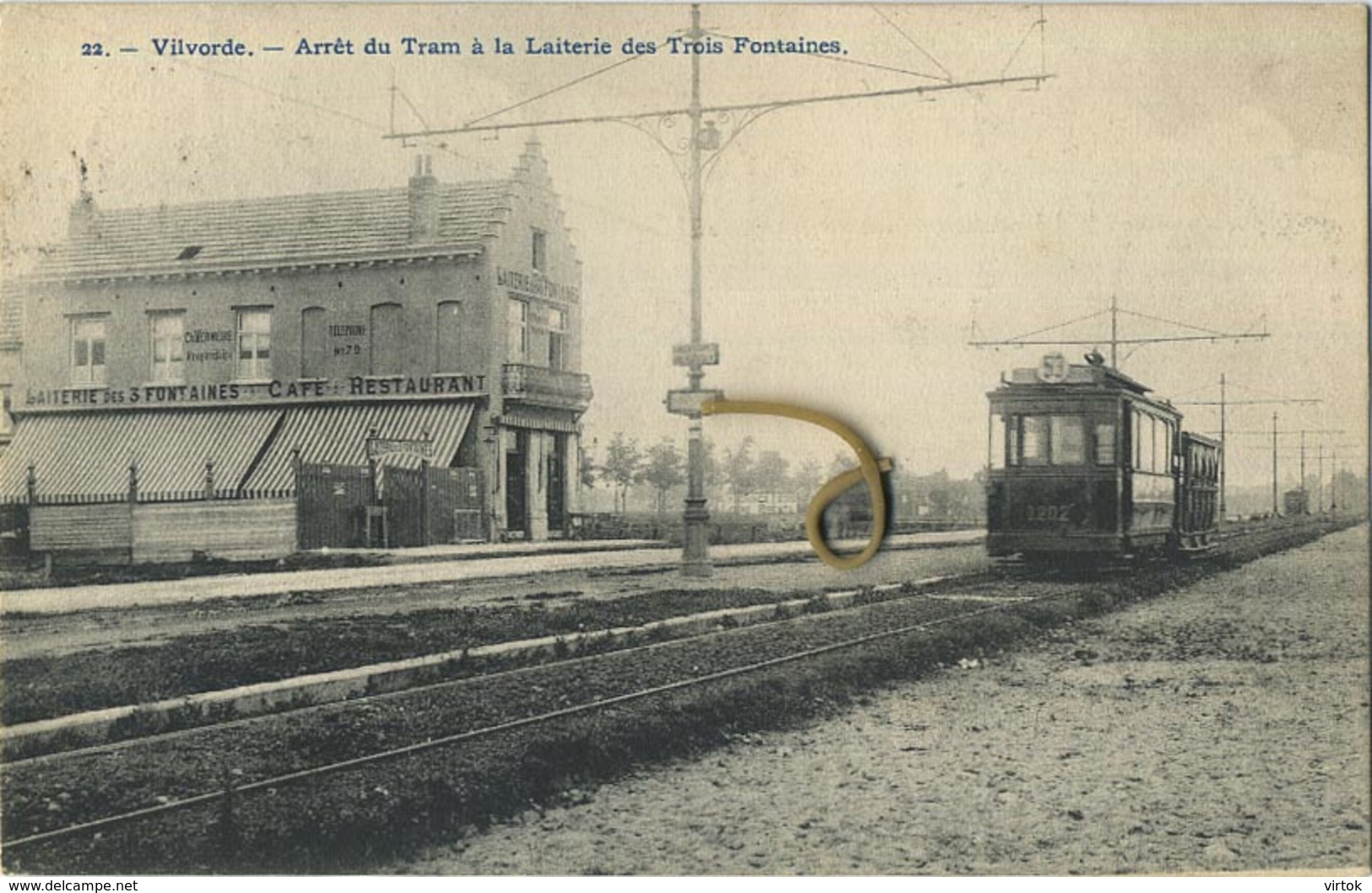 Vilvoorde : Arret Du Tram A La Laiterie Des Trois Fontaines  (  Ecrit 1909 Avec Timbre ) - Vilvoorde