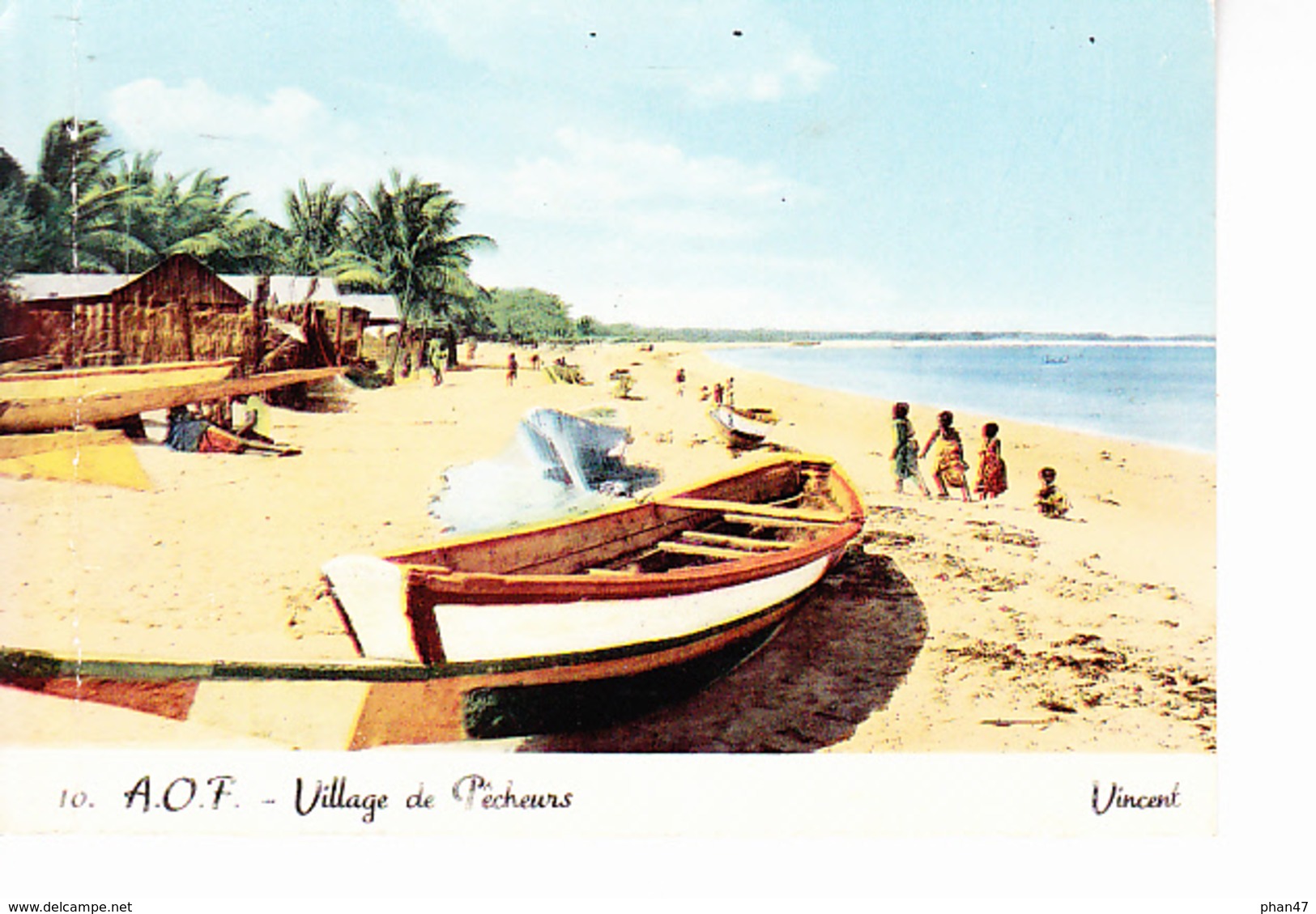 BENIN Ex A.O.F.  Village De Pêcheurs, Plage, Barques, Enfants, Ed. Vincent DAKAR 1970 Environ - Benin