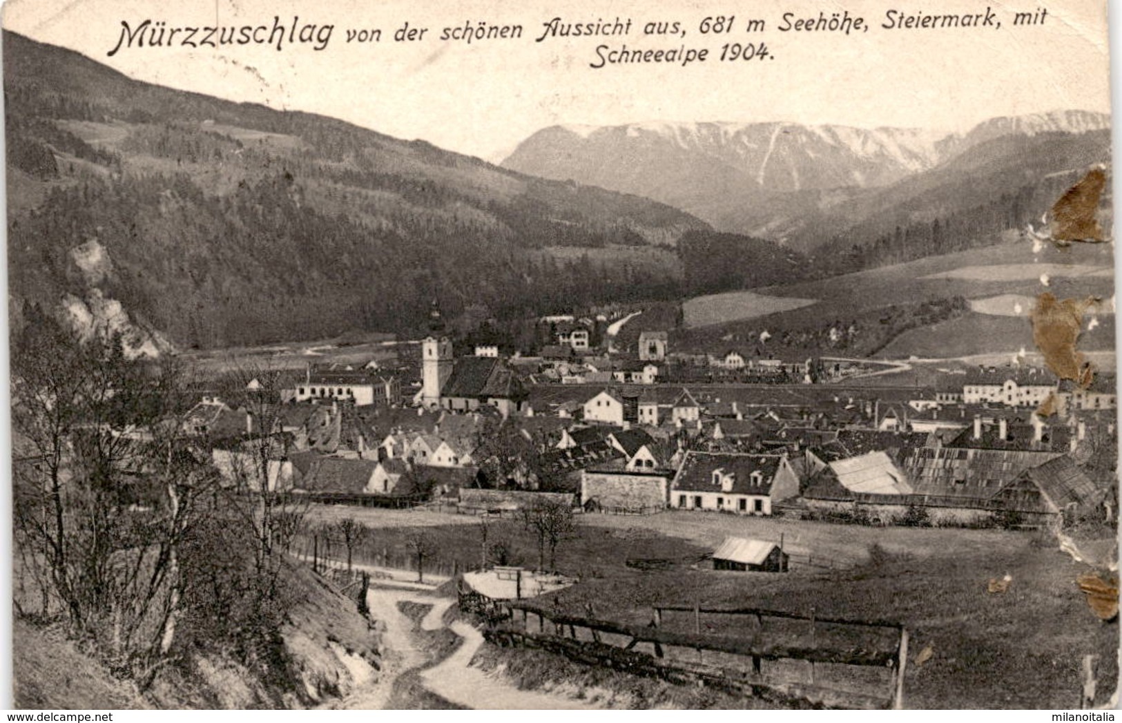 Mürzzuschlag Von Der Schönen Aussicht, Steiermark Mit Schneealpe (9239) * Karte Von 1907 - Mürzzuschlag