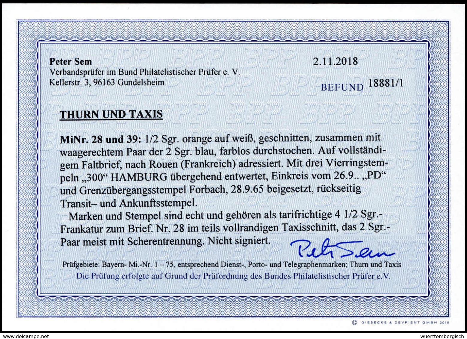 Beleg Altdeutschland Thurn Und Taxis - Autres & Non Classés