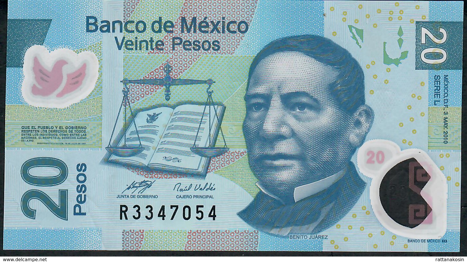 MEXICO P122h 20 PESOS 3.5.2010  #L    VF Folds NO P.h. ! - Mexique