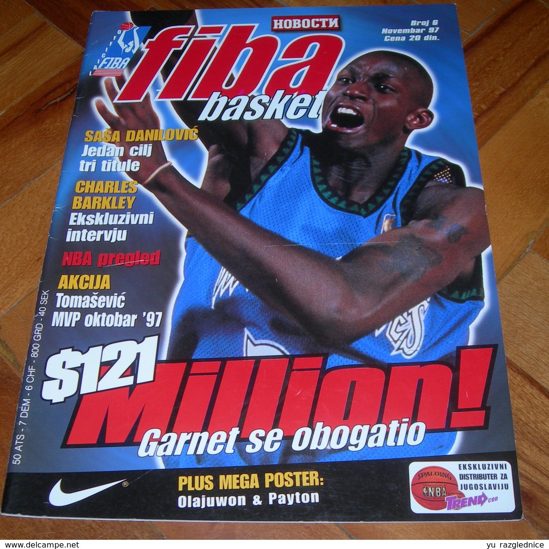 Kevin Garnett Minnesota Timberwolves FIBA BASKET Yugoslavian Nov.1997 ULTRA RARE - Magazines