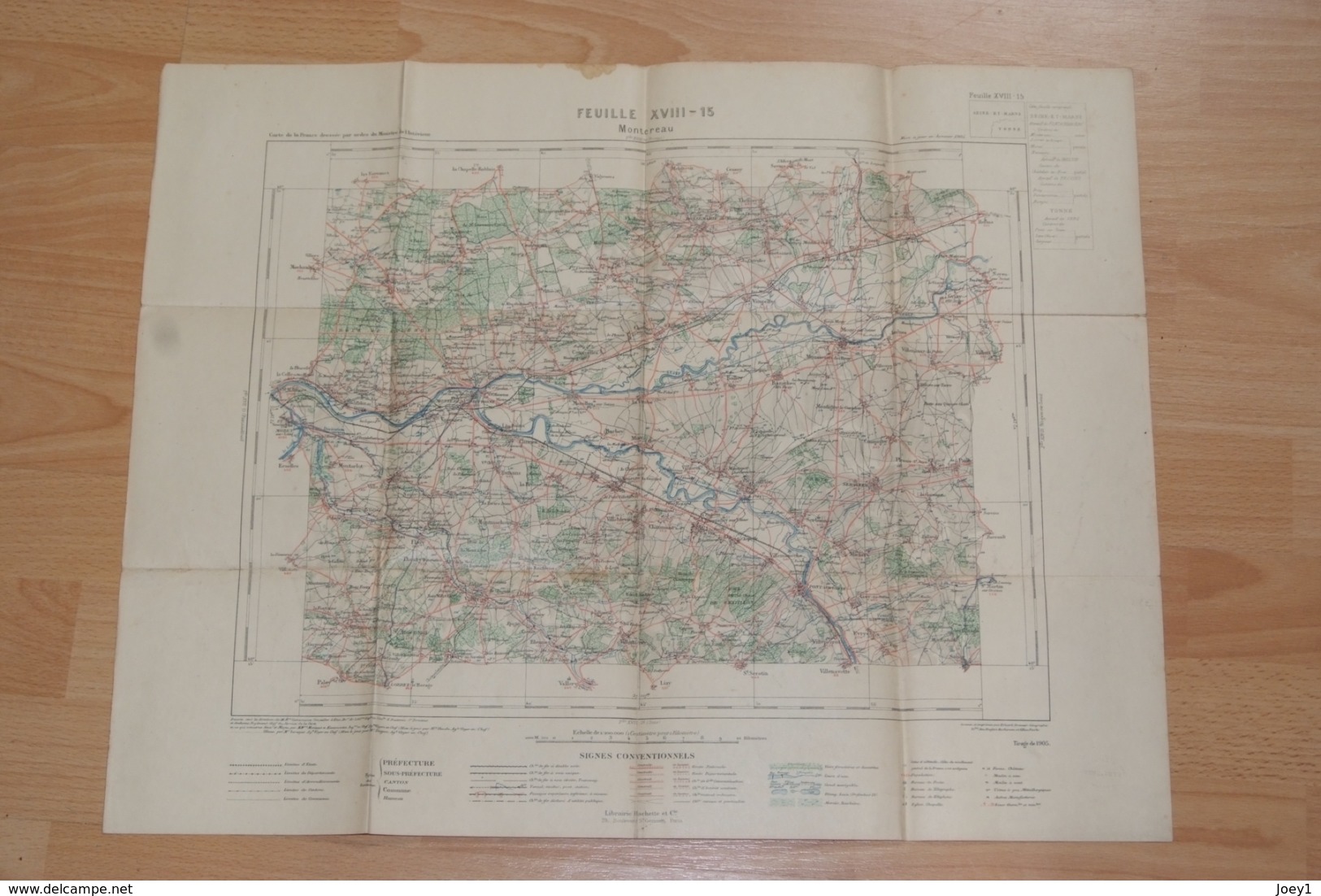 Carte Topographique  Montereau Années 1905,tampon Du Ministère De L'intérieur. - Topographical Maps