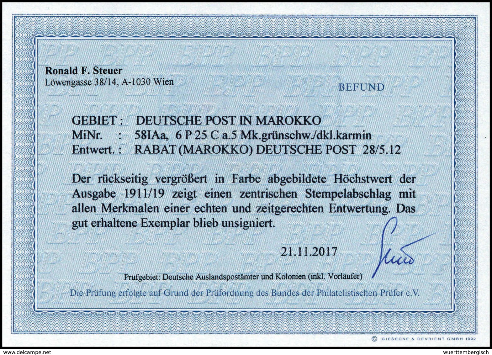 Gest. Deutsche Auslandspost Marokko - Autres & Non Classés