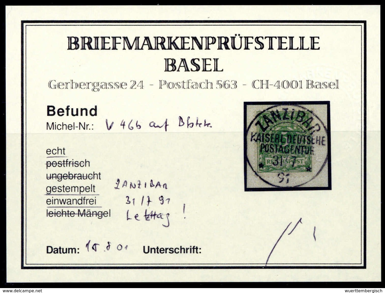 Briefst. Deutsche Kolonien Ostafrika, Vorläufer Sansibar - Andere & Zonder Classificatie