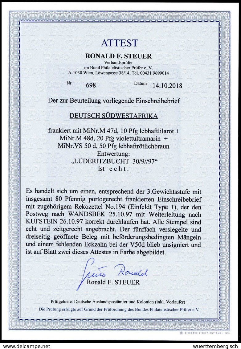 Beleg Deutsche Kolonien Deutsch Südwestafrika Mitläufer - Sonstige & Ohne Zuordnung