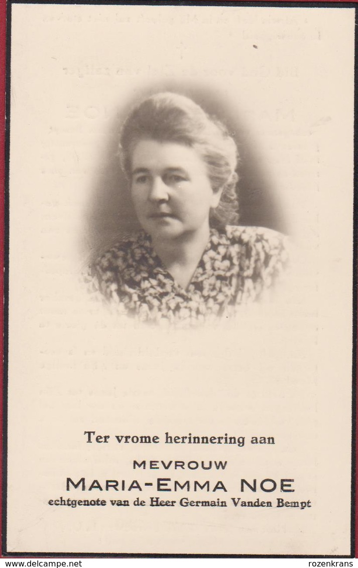 Maria-Emma Noe Germain Vanden Bempt Meldert Leuven 1958 Doodsprentje Bidprentje Image Mortuaire - Images Religieuses