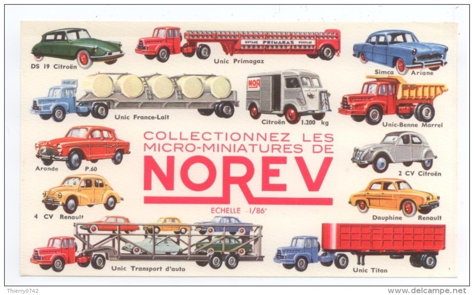 BUVARD NOREV MICRO MINIATURES VOITURES RENAULT 4CV PEUGEOT CITROEN DS 2 CV  CAMION TRANSPORT UNIC TUBE CITROEN HY...TBE - Automotive